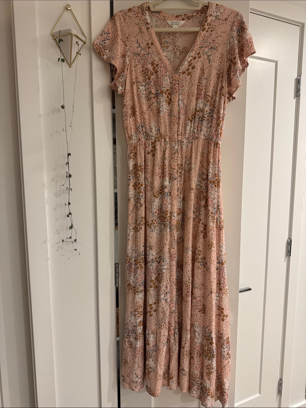 Market & Spruce Blush Floral V-Neck Maxi Dress